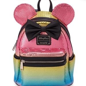 Minnie Mouse Sequined Mini Backpack with Bow by Loungefly – Rainbow (sold out)